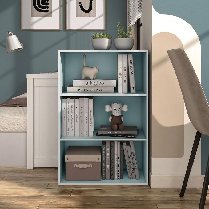 Homes: Inside + Out Apexa 3-Tier Cube Storage Organizer Shelves, Stackable Wood - Image 2