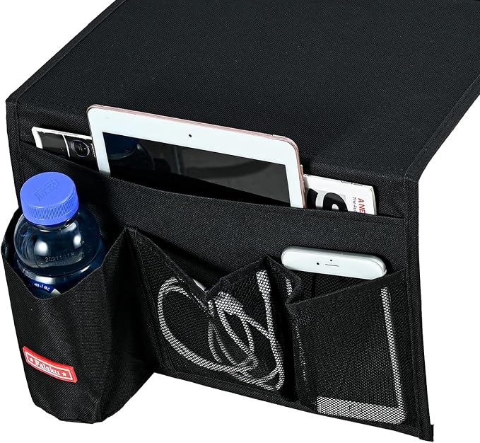 Bedside Caddy, 4 Pockets Bedside Organizer Caddy Under Mattress, Holds Water - Image 2