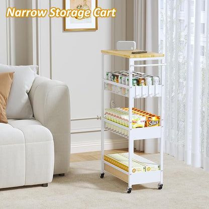 Vincona 9.1" Wide Slim Rolling Utility Cart, 4 Tier Metal Narrow Storage Cart - Image 6