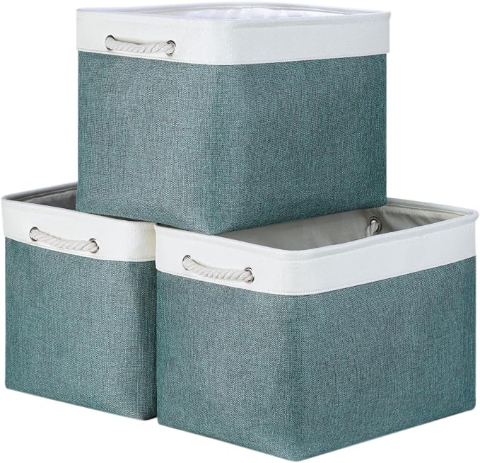 Bidtakay Large Storage Baskets for Shelves 3 Pack Fabric Storage Bins for by BidtakayBaskets