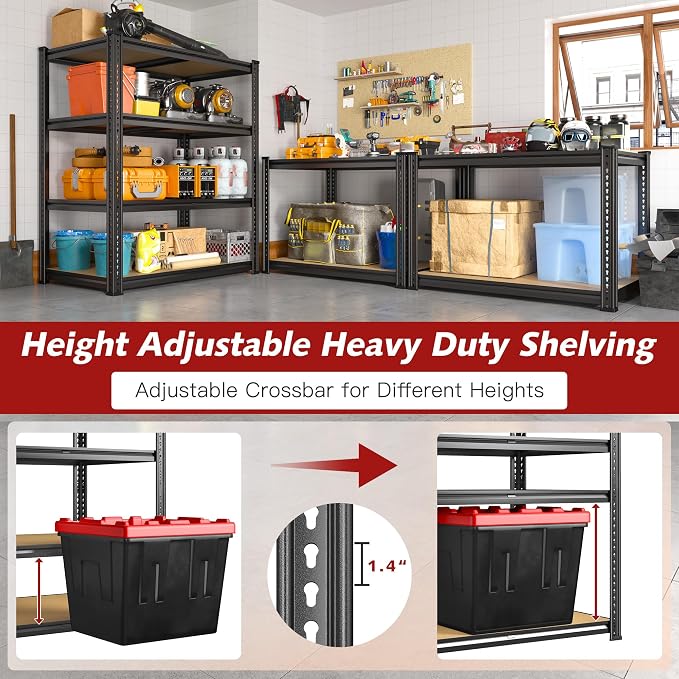 REIBII 60.05" H Storage Shelves 1840LBS Garage Shelving Heavy Duty Shelving 4 - Image 6