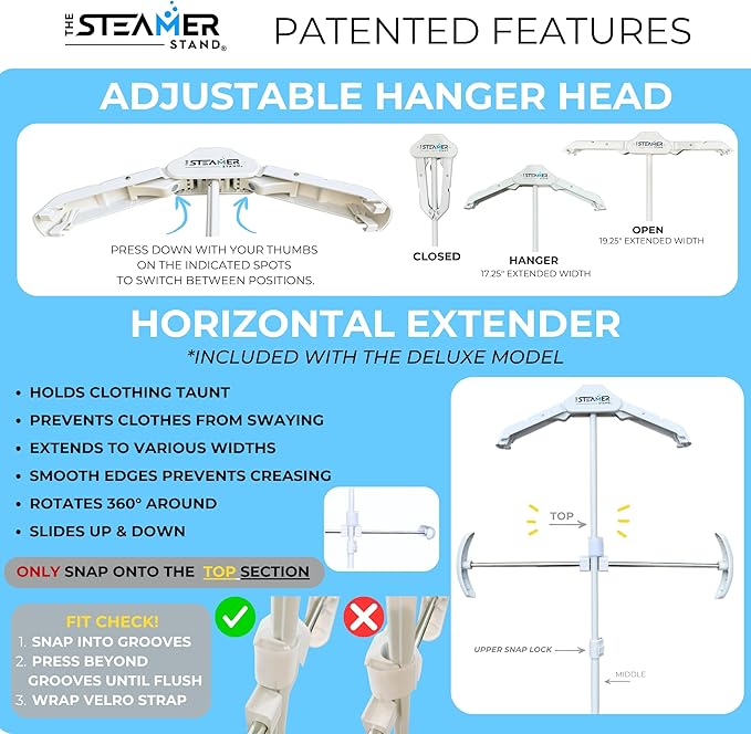 Deluxe | Adjustable Standing Garment Steaming Rack - Image 3