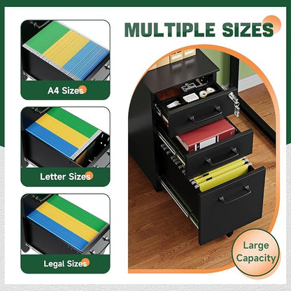 Letaya 3 Drawer Mobile File Cabinet - Image 4