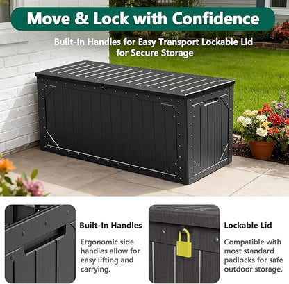 Outdoor Storage Box, 100Gallon Deck Box Outdoor Storage Bench Outside - Image 5