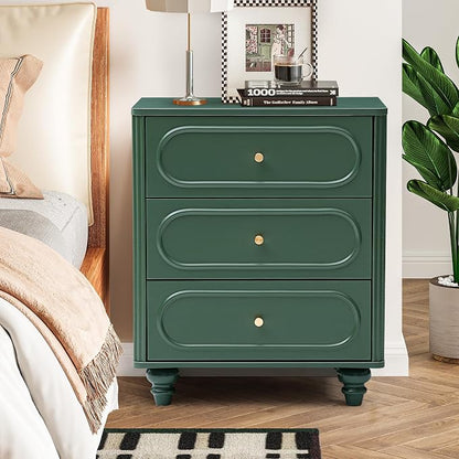 3 Drawer Fluted Dresser for Bedroom Set of 2, Mid Century Modern Chest of - Image 8