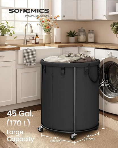 SONGMICS Laundry Basket with Wheels, Rolling Laundry Hamper with Steel Frame - Image 2