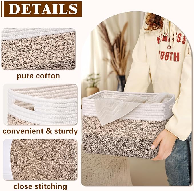 Storage Baskets for Organizing, 4 Pack Storage Baskets for Shelves, Woven - Image 5