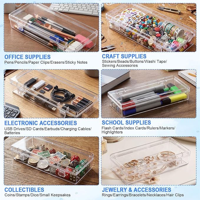 Jetec 6 Pieces Mini Plastic Clear Beads Storage Containers Box - Image 7