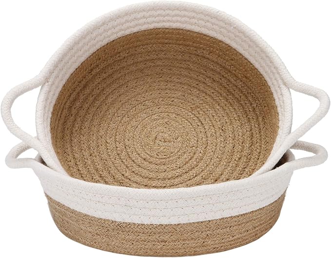 Sea Team 2-Pack Cotton Rope Baskets, 10 x 3 Inches Small Woven Storage Basket by SeaTeam