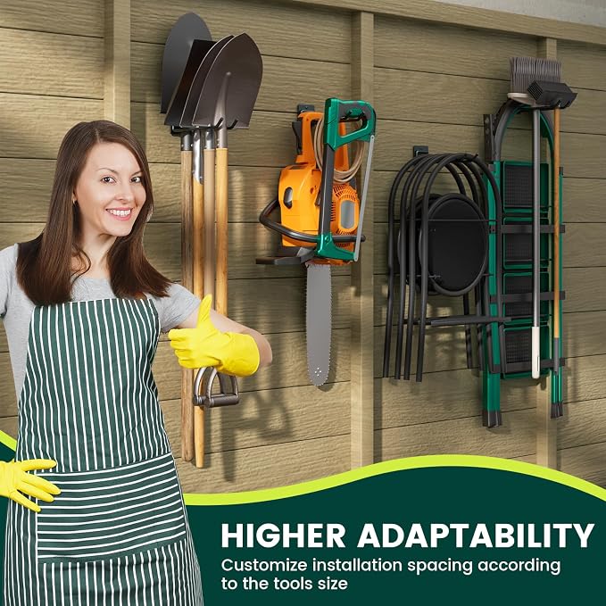Garden Tool Organizer Rack, Wall Mount Garage Tool Organizer Storage Hook - Image 6