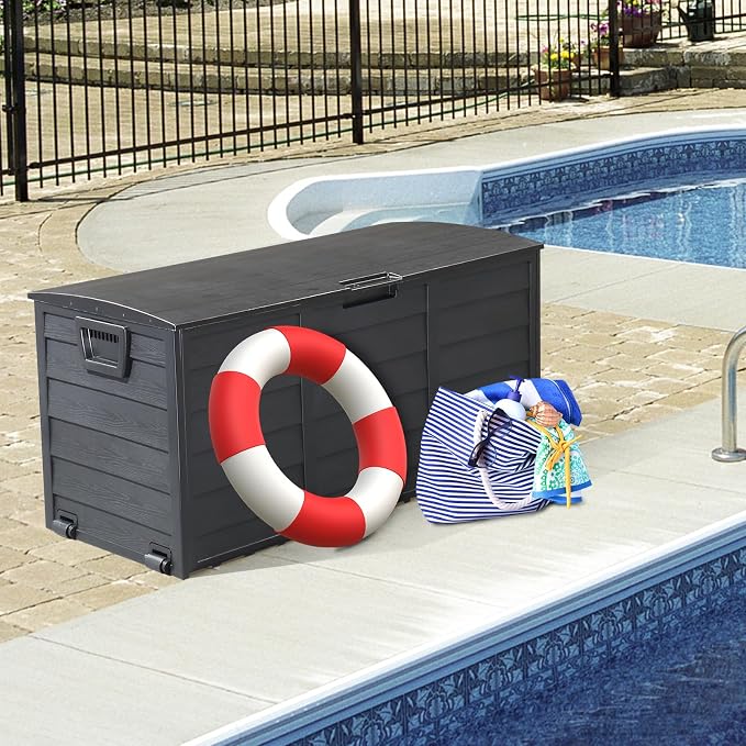 Deck Box, 75 Gallon Waterproof Resin Outdoor Storage Box - Image 4