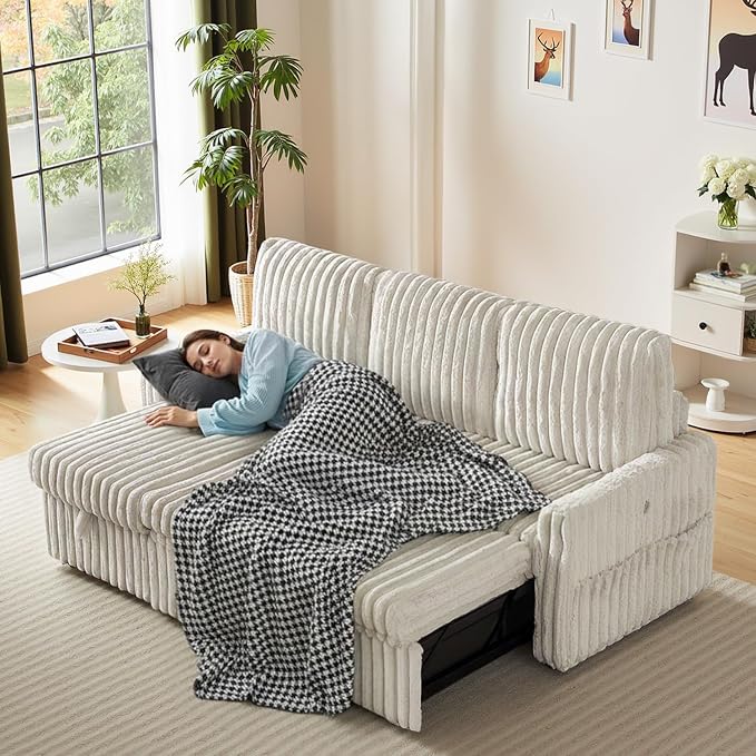KCGKCG Sleeper Sofa Bed, 81” Pull Out Couch Bed, 3 in 1 L-Shaped Couch - Image 8