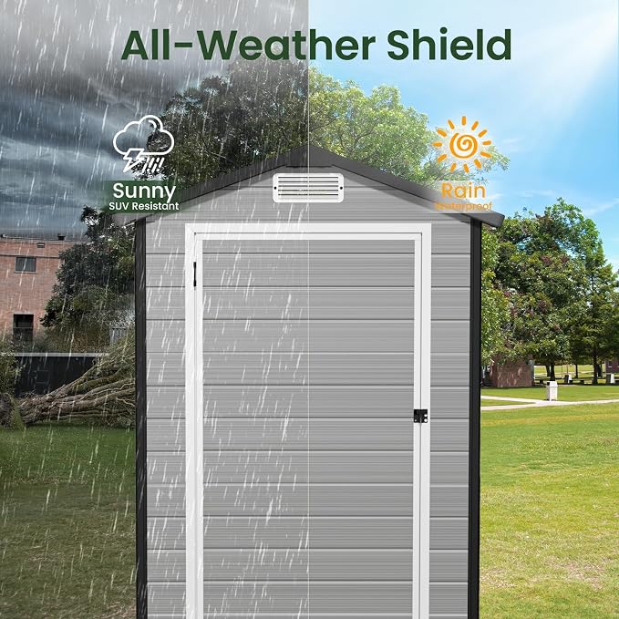GVDV 4×6FT Outdoor Resin Plastic Storage Shed - Image 6