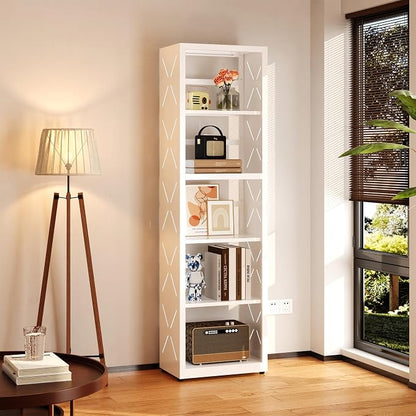 Narrow Bookshelf, 5 Tier Bookcase, Home Office Bookcase Shelf Storage Organizer - Image 2