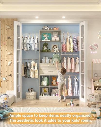 Besiost Small Closet System, 3.2-6.8FT Small Closet Organizer - Image 6