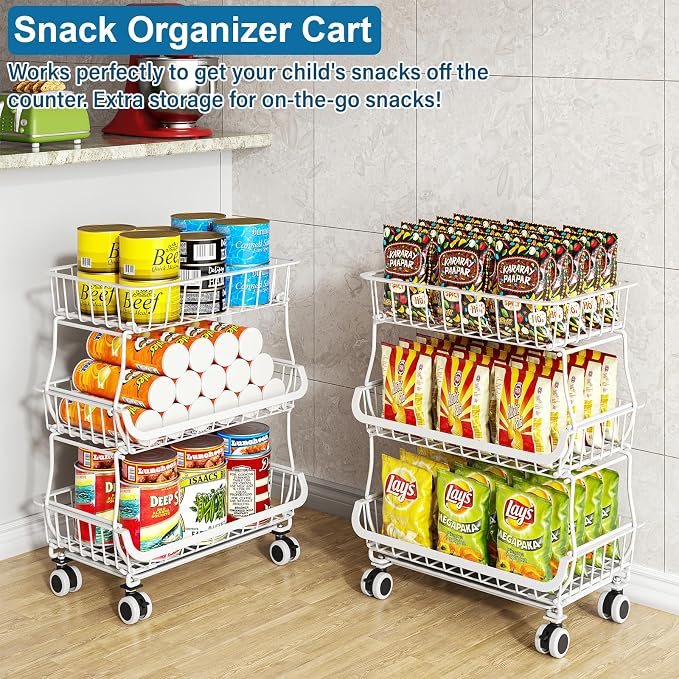 OKZEST 3-Tier Rolling Pantry Floor Organizers and Storage Cart - Image 6