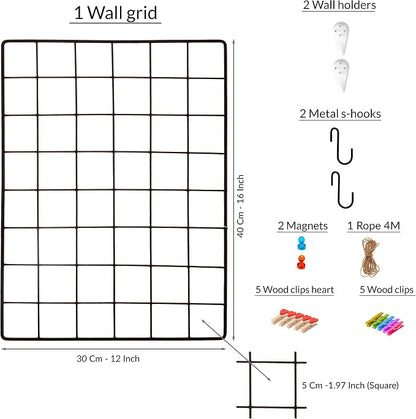 ODOXIA 1-Pack Wire Wall Grid Panel | Photo Grid Wall Decor | Metal Grid Board - Image 2