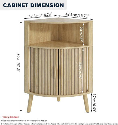 Bathroom Corner Storage Cabinet, 31.5''H Small Floor Corner Cabinet - Image 2