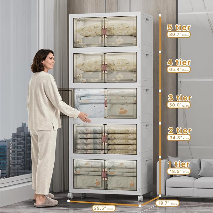 UAMFURI Stackable Storage Bins, 875QT Collapsible Drawers - Image 2