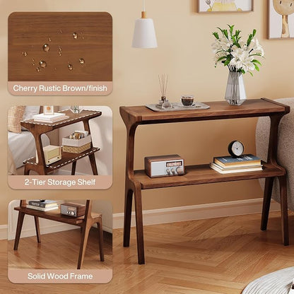 Solid Wood End Table, 2-Tier Side Table - Image 4