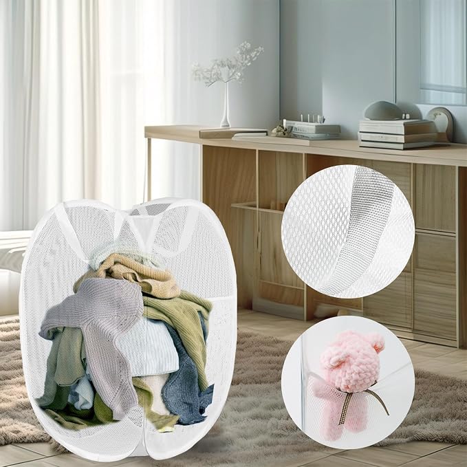Pop Up Laundry Hamper, Mesh Laundry Basket Collapsible, Foldable Hamper - Image 6
