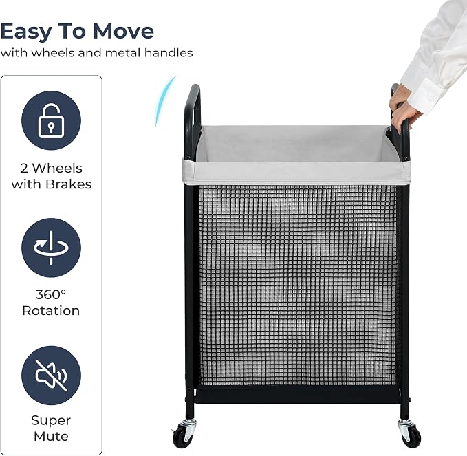 STO STO Laundry Hamper, 90L Rolling Laundry Sorter Cart - Image 6