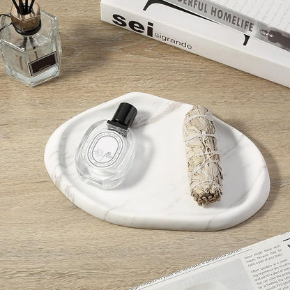 Koville Luxurious Natural White Marble Vanity Tray, Cloud Shape Serving Stone - Image 6