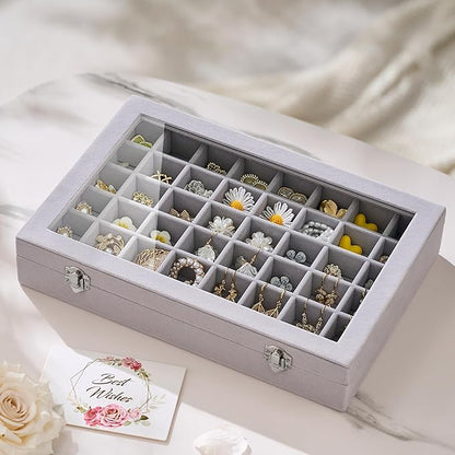 48 Grid Earring Organizer and Storage: Velvet Jewelry Tray - Image 2