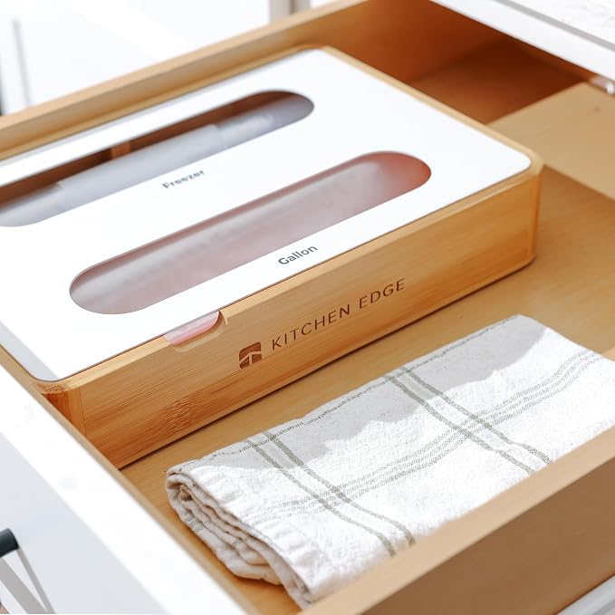 Premium Bag Organizer – Kitchen Edge 2-Slot Bamboo Organizer - Image 7