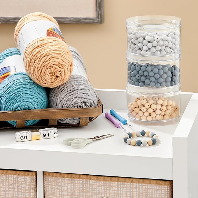 STORi Bella Stackable Clear Plastic Container Round Vanity Storage Organizers - Image 3