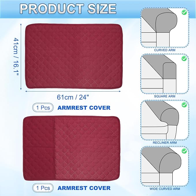 uxcell 2 PCS Armrest Covers, Couch Arm Cover Furniture Protect Slide Recliner - Image 2