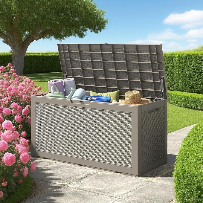 Outdoor Storage Box, Resin Deck Boxes Outdoor Waterproof by WTFGO