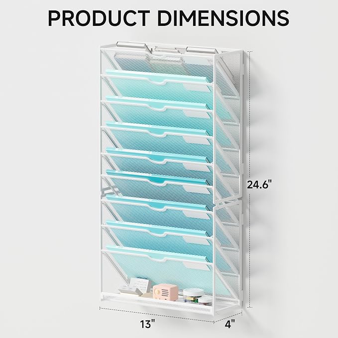 Lavatino 10-Tier Hanging Wall File Folders Organizer - Image 4