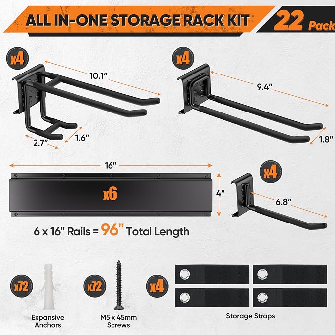 Garden Tool Organizer Wall Mount, 96 inches Tool Storage Rack - Image 5