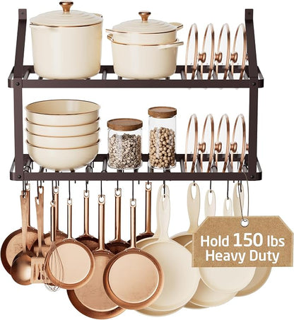 KES 150 lb High-Capacity Oil Rubbed Bronze Pot Rack Wall Mounted by KES