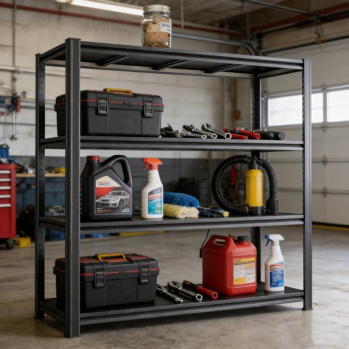 4Tier Storage Shelves Heavy Duty Adjustable Metal Garage Shelving Unit Rack - Image 2