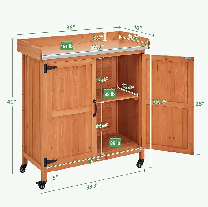 Topeakmart Wooden Outdoor Potting Bench Table - Image 3