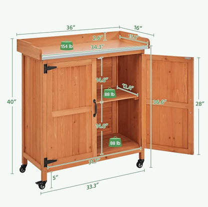 Topeakmart Wooden Outdoor Potting Bench Table - Image 3