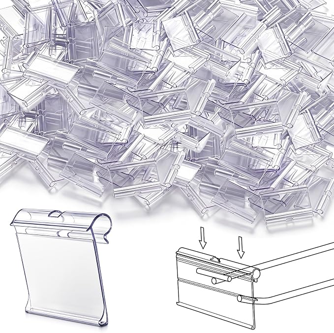 500 Pcs 2" x 1.25" Hook Scanner Plates Shelf Label Holders, Reusable Flip-open by Mifoci