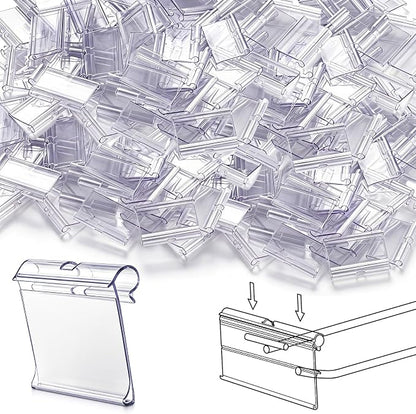 500 Pcs 2" x 1.25" Hook Scanner Plates Shelf Label Holders, Reusable Flip-open by Mifoci