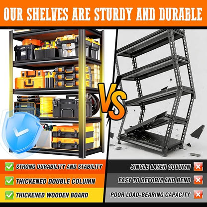 6 Pack Garage Shelving Heavy Duty Storage Shelves, Metal Adjustable Shelving - Image 5