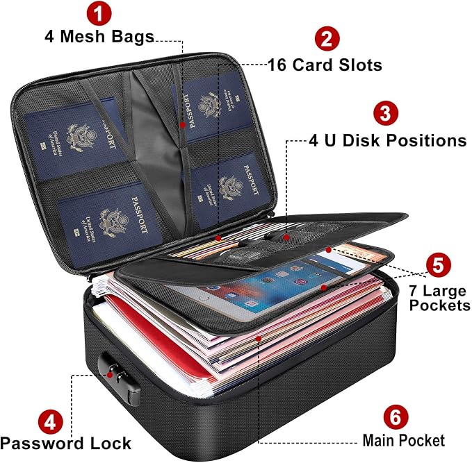 DocSafe Document Bag with Lock, Fireproof 3-Layer File Storage Box, Document - Image 2