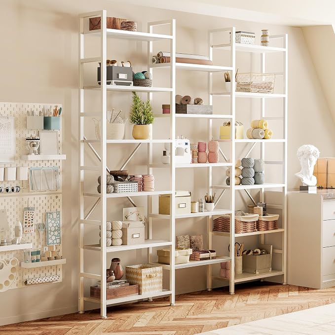 SUPERJARE Triple Bookshelf, Bookcase - Image 8