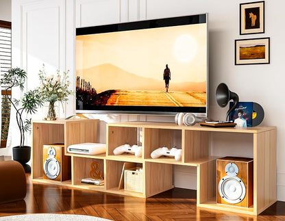 Recaceik Cube Bookshelf 2 Shelf Bookcase L-Shaped TV Console Stand Modern by Recaceik