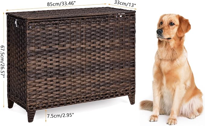 Laundry Hamper with 4 Removable Liner Bags; 176L Handwoven Rattan Laundry - Image 7