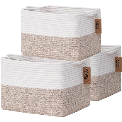 COMFY-HOMI 3-Pack Cotton Rope Woven Basket by COMFY-HOMI