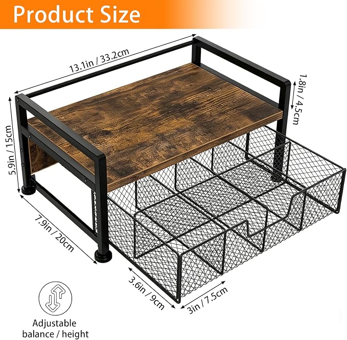 Tea Bag Organizer for Kitchen Countertop, Wooden Tea Box Organizer - Image 2