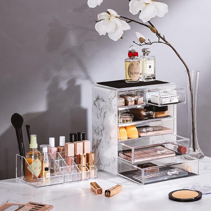 Sorbus Acrylic Makeup Organizer Set, 6-Drawer Vanity & Countertop Cosmetic - Image 3