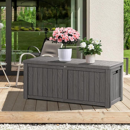 150 Gallon Resin Deck Box, Waterproof Outdoor Storage Box - Image 9