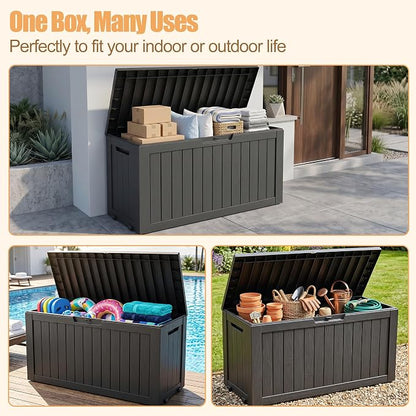Outdoor Storage Box, 100 Gallon Resin Deck Box, Lockable Indoor Outdoor - Image 4